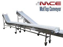 MCE Stainless Steel MatTop Flighted Incline Conveyor