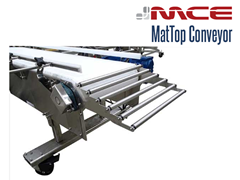 MCE Stainless Steel MatTop Conveyor with Roller Transfer