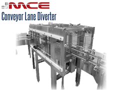 Stainless steel conveyor lane diverters divide containers and packages from infeed lanes to multiple discharge lanes at high speeds with maximum efficiency.