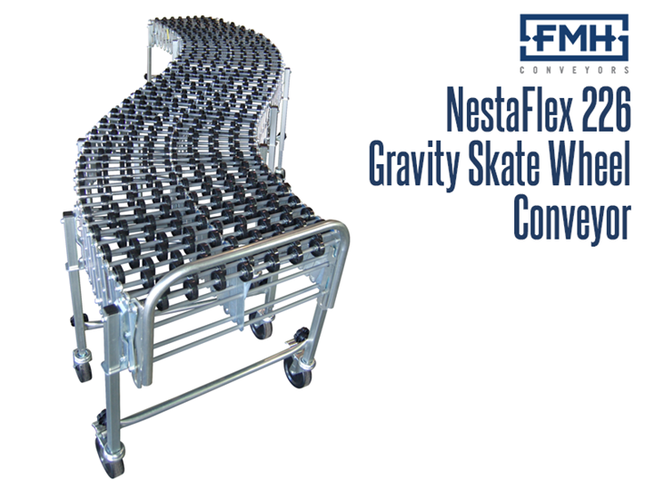 The Nestaflex® 226 Gravity Skate Wheel Conveyor is designed to expand, contract and move easily and it is a self tracking, gravity skate wheel conveyor that has a per lineal foot capacity of 226 pounds