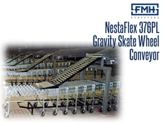 The NestaFlex® 376 PL Gravity Skate Wheel Conveyor in use at a production facility.