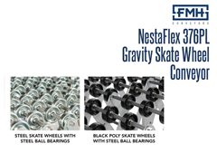 The NestaFlex® 376 PL Gravity Skate Wheel Conveyor Stainless Steel Skate Wheels or Optional Black Poly Skate Wheels