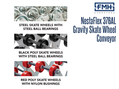 The NestaFlex® 376 AL/FL:  Has optional Black Poly Skate Wheels with Steel Ball Bearings or Red Poly Skate Wheels with Nylon Bushings