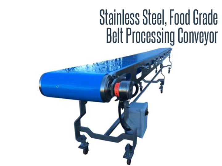 Thomas Conveyor has a selection of food grade, stainless steel belt conveyors designed to allow production facilities build directly on the urethane conveyor belt.