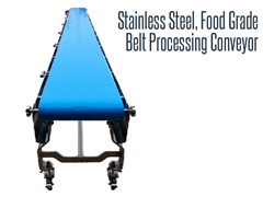 Our urethane belt processing conveyor is washdown compliant and has a hygienic design for USDA assembly.