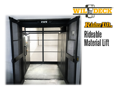 Riderlift™ RML Rideable Material Lift, Exterior View with Open Cage