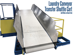 Laundry transfer conveyor used to move laundry from washer to dryer