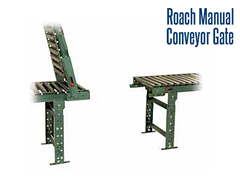 Roach Manual Conveyor Gates are conveyor sections that can retract or pivot vertically to gain passage for personnel, equipment, carts, forklift trucks, & walkways on a production line. 