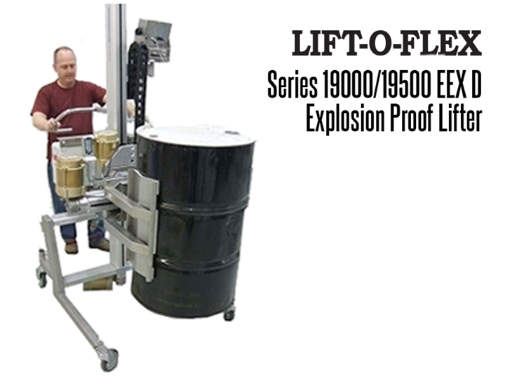 The LIFT-O-FLEX™ EEX D explosion proof lifter offers users the flexibility to meet the demands of explosion proof material handling combined with the ease of an ergonomic lifter. 