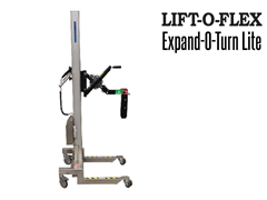 When operating this affordable lift, the roll is gripped by the core with an expander block locking the roll or reel into the axle by the weight of the roll.