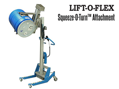 The LIFT-O-FLEX™ Squeeze-O-Turn™ is a lifting device to support drum handling or items that require external handling/clamping for rotation or movements.