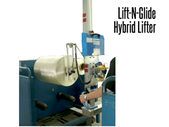 Lift-O-Flex Lift-N-Glide is shown with a probe attachment holds an oversized roll.