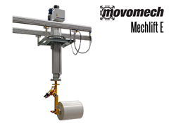 The Mechlift E shown with probe tooling, for lifting, rotating and handling rolls such as cable rolls, mat rolls, etc.