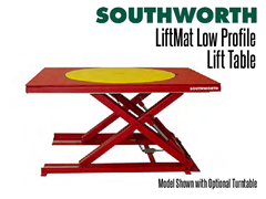 LiftMat low profile lift tables shown with optional turntable