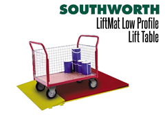 Carts are easily moved onto the LiftMat Low Profile Lift Table using the optional loading ramp