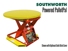 Powered PalletPal Level Loaders/Pallet Lifts have an optional solid disc cover