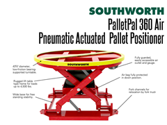 A heavy duty airbag automatically lowers or raises the platform as boxes are added to or removed from pallets.