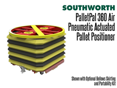 The PalletPal 360 Air shown with optional bellows skirting and portability kit