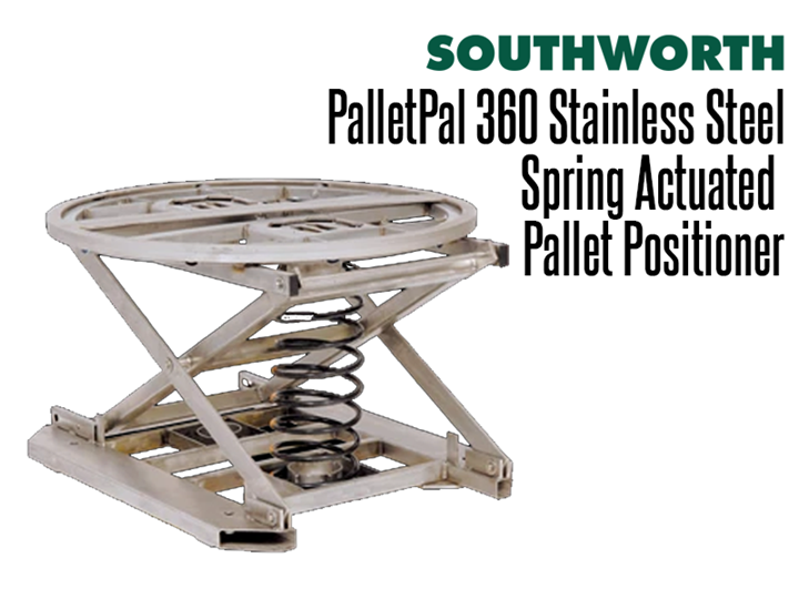 The Stainless Steel PalletPal 360 showcases all of the benefits of the  PalletPal 360 Spring level loader in a washdown, stainless steel version.