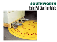 By rotating the load the operator always works from the near side without having to walk around the load using a PalletPal Disc Turntable.