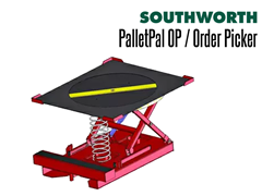 The PalletPal Order Picker (OP) combines the design of a PalletPal Level Loader and modifies it for use with order picking lifts.