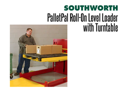 When the Platform is Raised, Even the Bottom Row is Easily Accessible with the PalletPal Roll-On Level Loader with Turntable