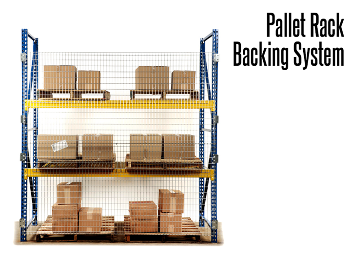 Pallet Rack Backing prevents objects from falling off of overhead storage systems