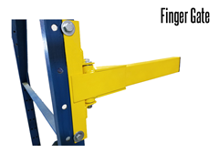Rack mounted finger gates easily attach to most uprights using only 2 bolts.