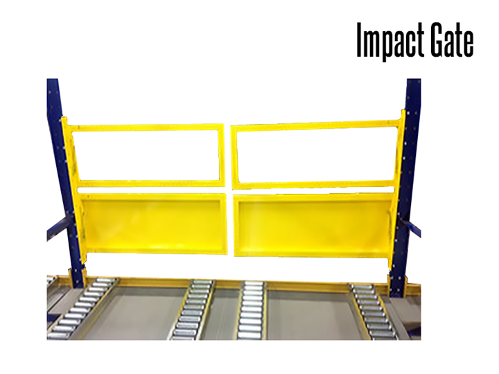 Impact gates are designed to open and close during pallet load transfers and drop offs.