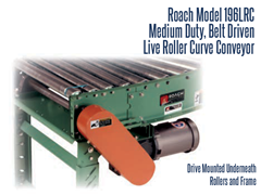 Roach Model 196LRC, Medium Duty Belt Driven Live Roller Curve Under Mounted Drive