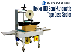 The Dekka 100 is a semi-automatic, bottom belt case sealer designed for quick size changes and simple tape applications. 