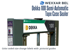 The DEKKA 100 provides on-machine labels for easy-to-follow pictorial guides and color coded size change labels