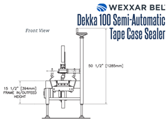 The DEKKA 100 Semi-Automatic Case Sealer Front View Schematic