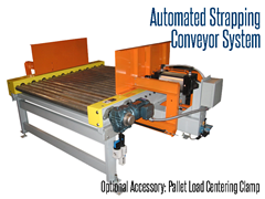 Pallet Centering Clamp, Secures product for strapping on pallet strapping conveyor lines