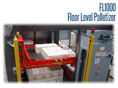 FL1000 can palletize 10 cases per minute or more, depending on the case size and pallet pattern