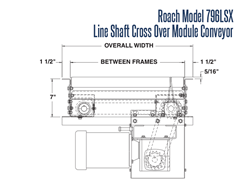 Roach Model 796LSX Line Shaft Cross over Module Conveyor Side View Schematic