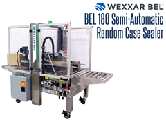 The BEL 180 Semi-Automatic, top and bottom case tape sealer provides adaptive case sealing for uniform or random sizes at speeds of up to 20 cases per minute.