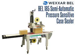 The BEL 185 is a semi-automatic, pressure sensitive random top and bottom case sealer.  Ideal for continuous, varying case size operations, it automatically sizes independently to each case, with no manual adjustments needed.