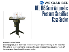 BEL 185 Optional Accumulation Table presents product to the operator for packing.