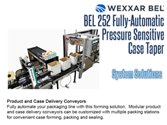 The BEL 252 can be combined with modular product and case delivery conveyors for a complete system solution.