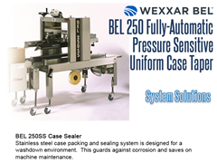 Wexxar offers the  BEL 250SS for stainless steel case packing and sealing systems designed for washdown environments.