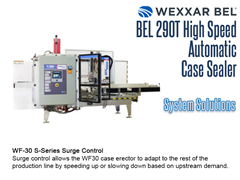 Pair the BEL 290T with a WF30 S-Series Surge Control; this  allows the WF30 Case Erector to adapt to the rest of the production line by speeding up or slowing down based on upstream demand. 