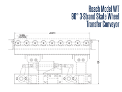 Roach Model WT 3-Strand 90° Skate Transfer Wheel Conveyor Side View Schematic