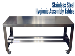 Our rectangular, stainless steel tables are the perfect solution for sanitary, easy to clean surfaces to compliment your existing processing operations.