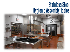 800 lb capacity, hygienic, stainless steel assembly table