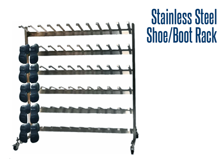 Our stainless steel shoe and boot racks are designed to accommodate specific purposes and can be customized.