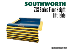 The ZLS Series Lift Table Shown with an optional bellows guard