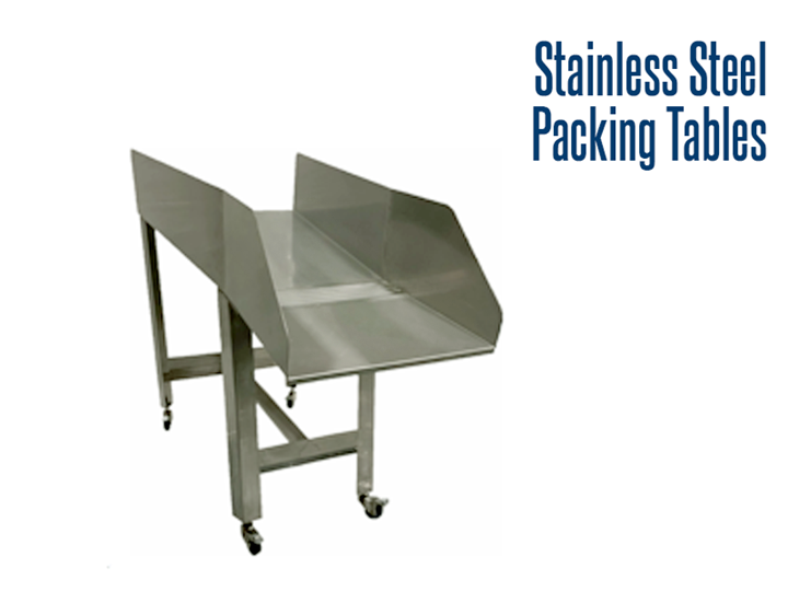 Our stainless steel packing tables incorporate an all-purpose chute designed to manually transfer product in food production areas.