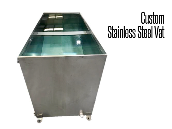 Thomas Conveyor offers a variety of custom hygienic, stainless steel tanks, vats and weldements, constructed of fully welded 304 stainless steel.