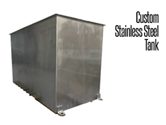 Custom Stainless Steel Tanks and Vats can include full covers, footing, casters, foot pads and drainage options.